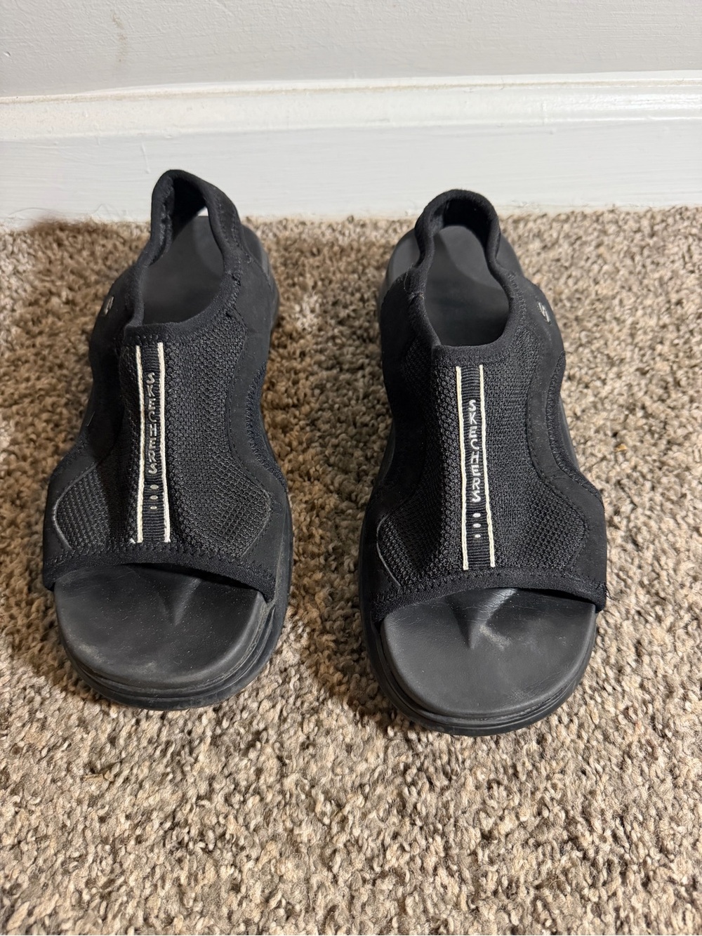 Skechers Men’s Black Mesh Slip-On Sandals
